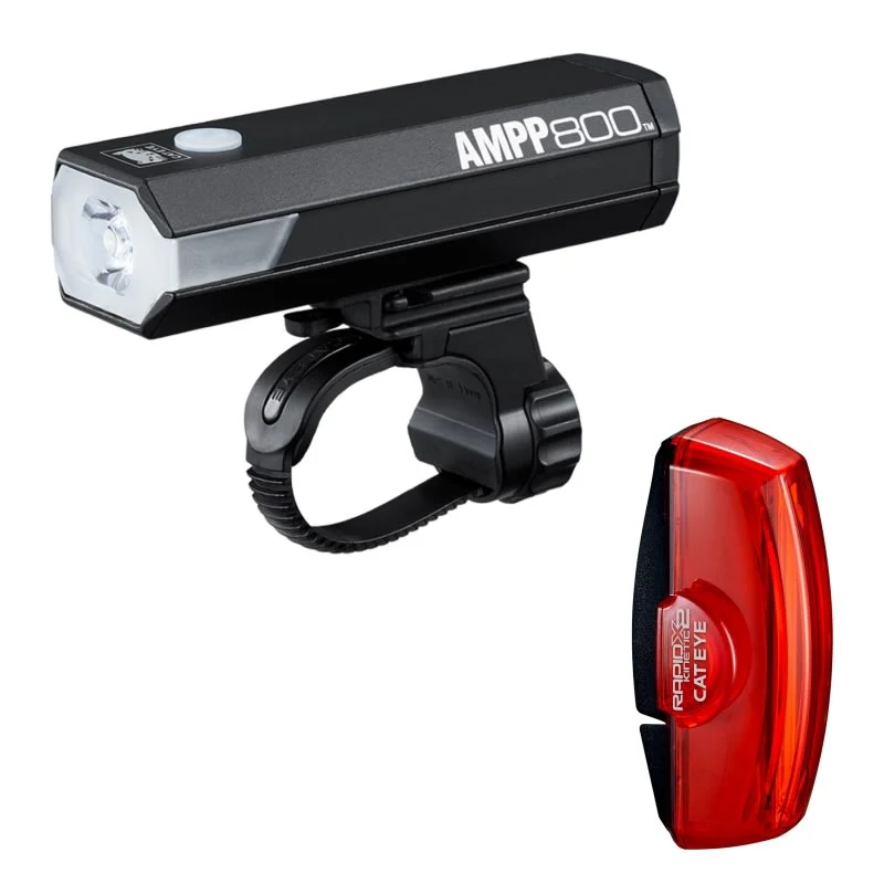 Cateye Ampp 800 & Rapid X2 Kinetic Lightset - Black - Image 2