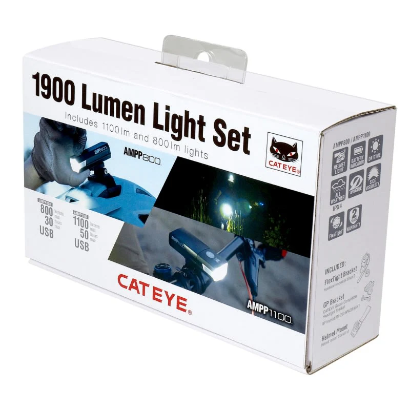 Cateye Front Lightset 1900 Lumen Ampp 800LN + 1100LN - Black - Image 2