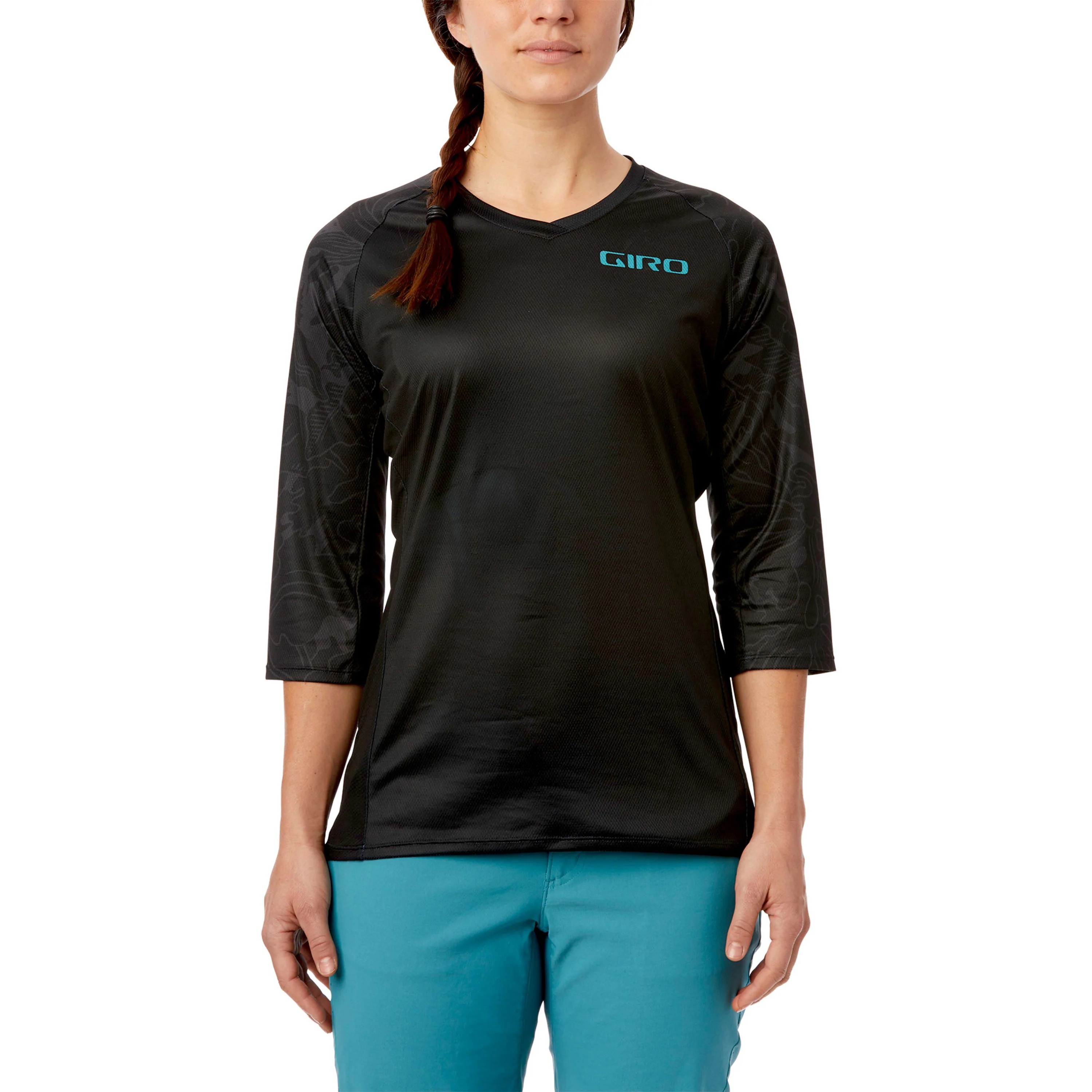 Giro Roust Jersey 3/4 Sleeve Mtb Womens - Black / Floral - Image 2