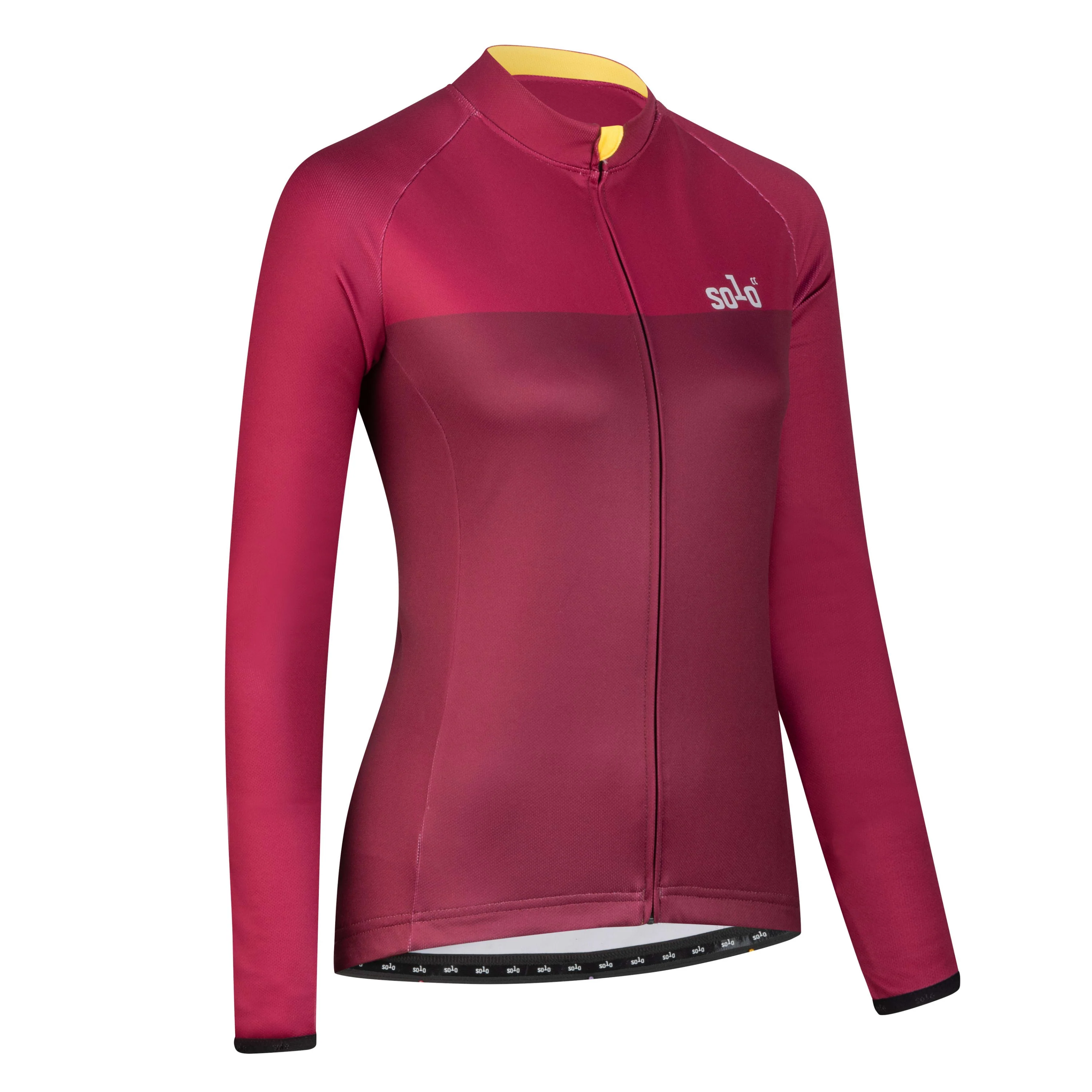 Solo Jersey 3-SEASON Longsleeve Womens - Crimson Red / Yellow - Image 2