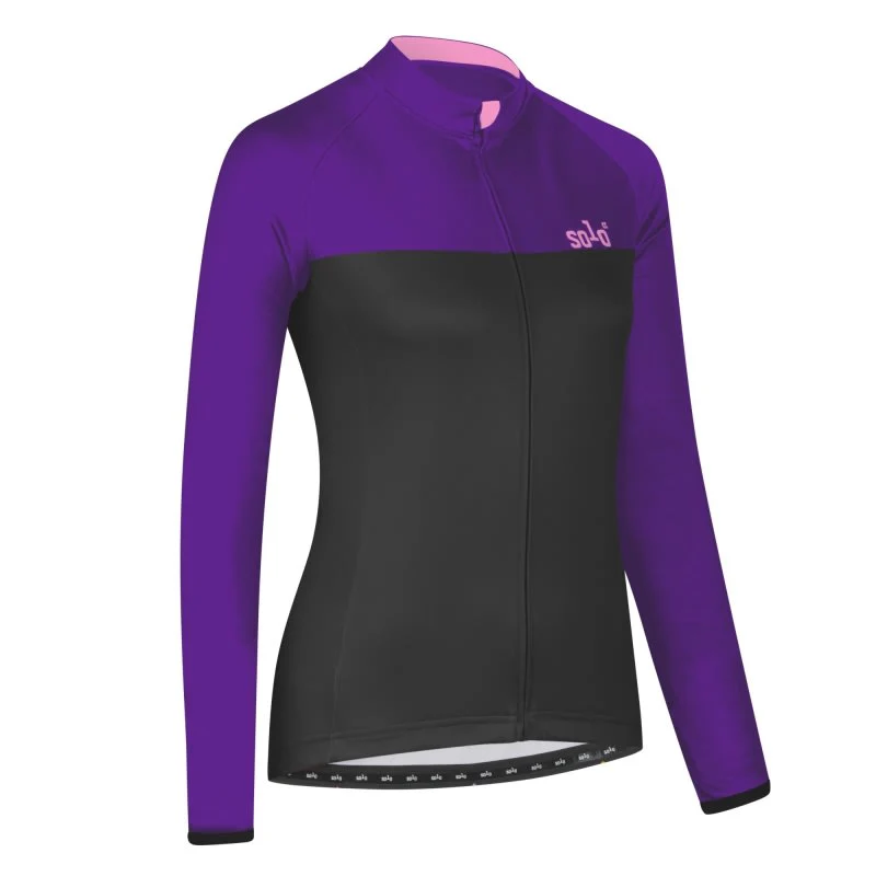 Solo Jersey 3-SEASON Longsleeve Womens - Purple / Dark Grey - Image 2
