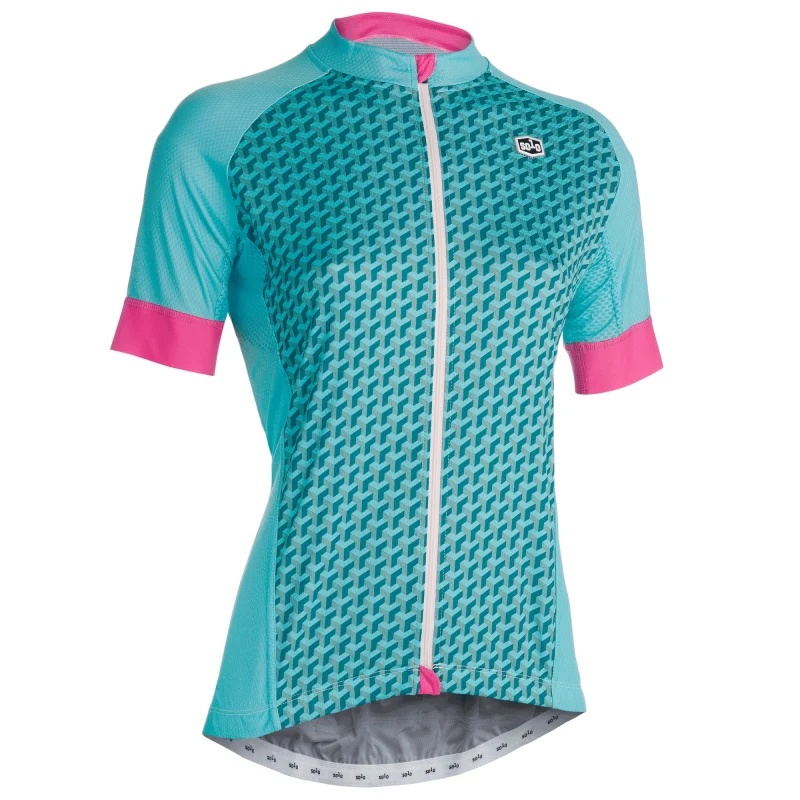 Solo Omni Podium Jersey Ladies - Green / Pink - Image 3